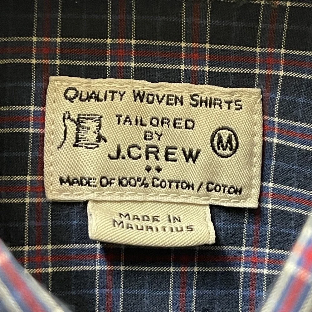 J.Crew‎ Men's Medium Windowpane Plaid Button Down Shirt Preppy Cotton Blue & Red